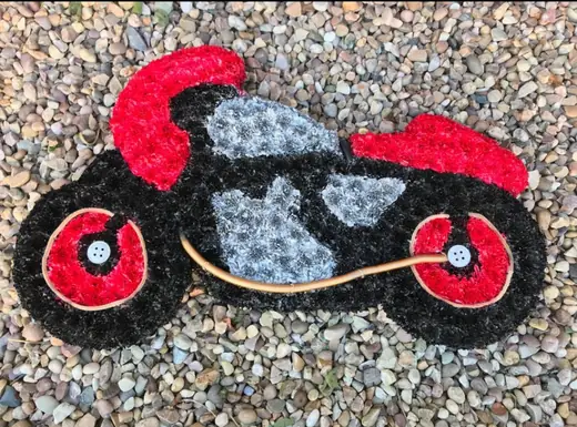 Bespoke motorbike floral tribute by Polly's Flowers